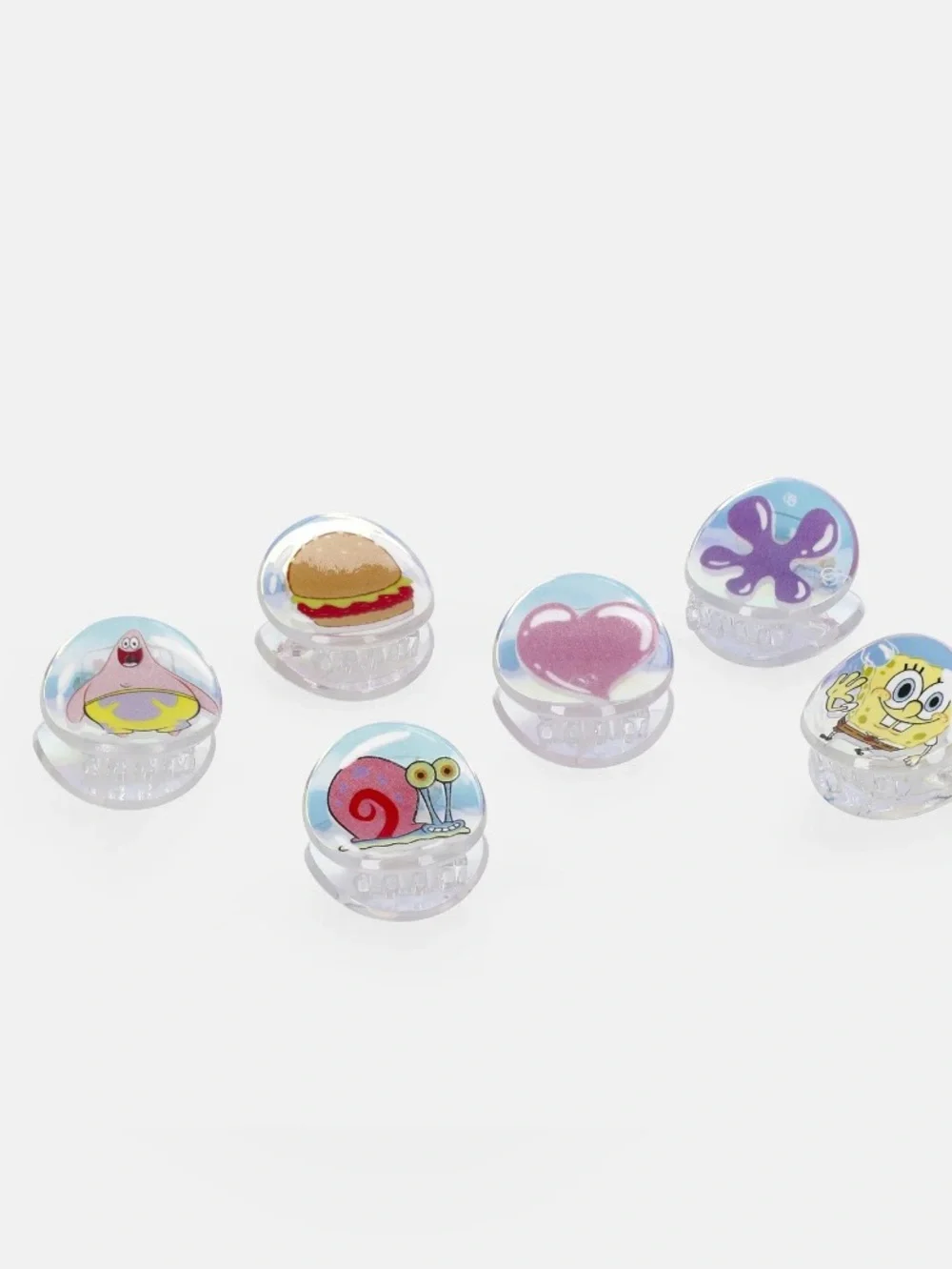 NWT Justice x SpongeBob SquarePants 6 Mini Claw Hair‎ Clips Set Patrick Gary